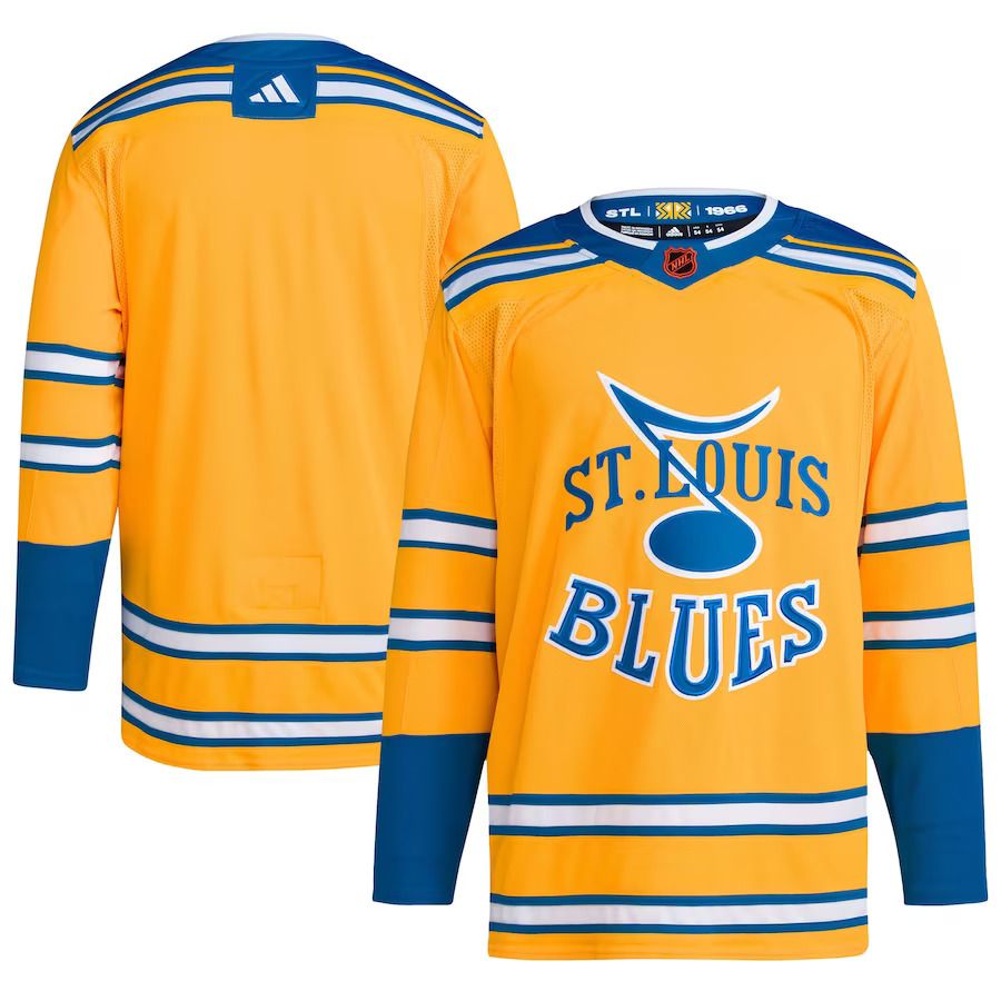Men St. Louis Blues adidas Yellow Reverse Retro Authentic Blank NHL Jersey